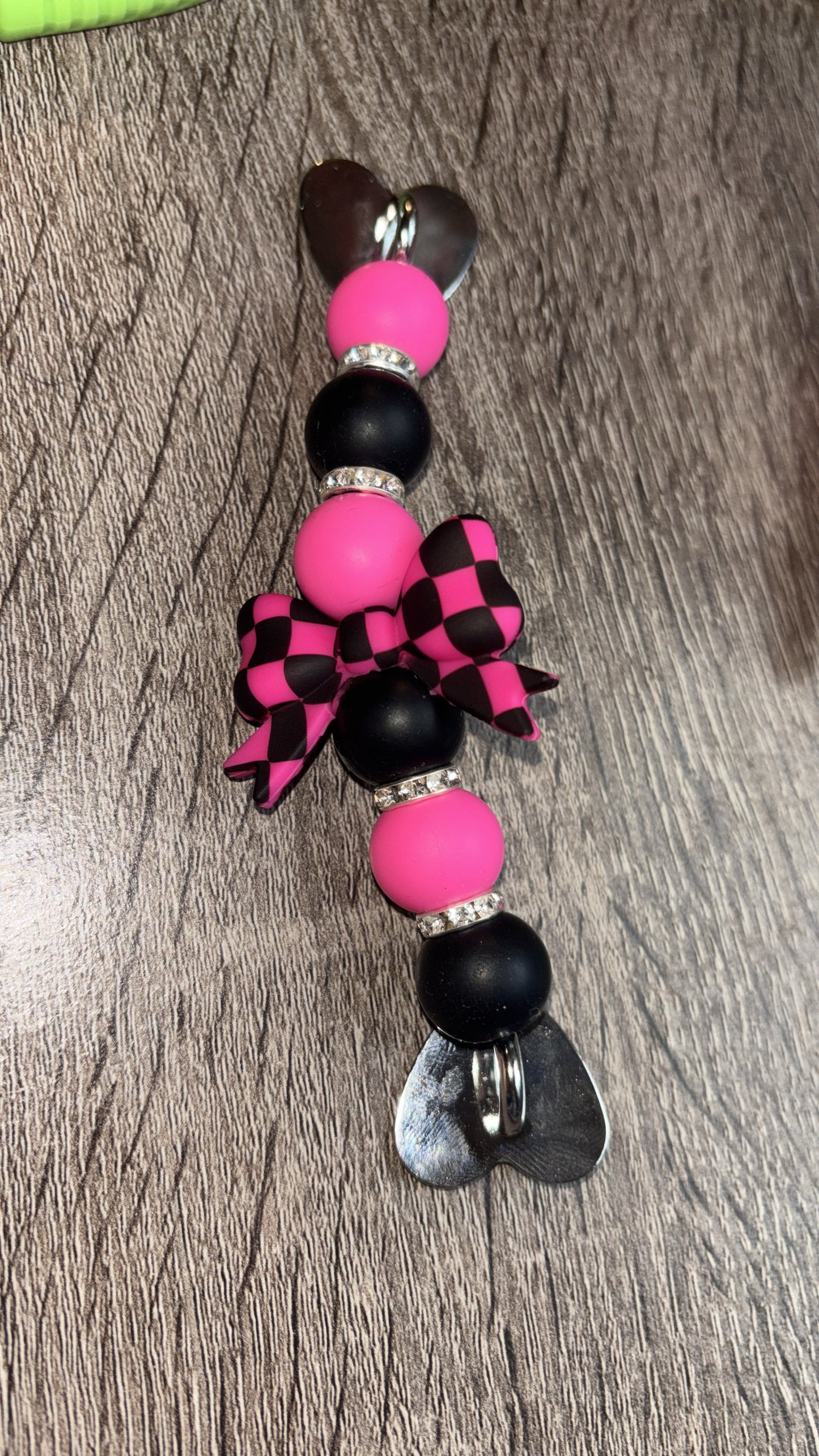 Checkered bow phone charm